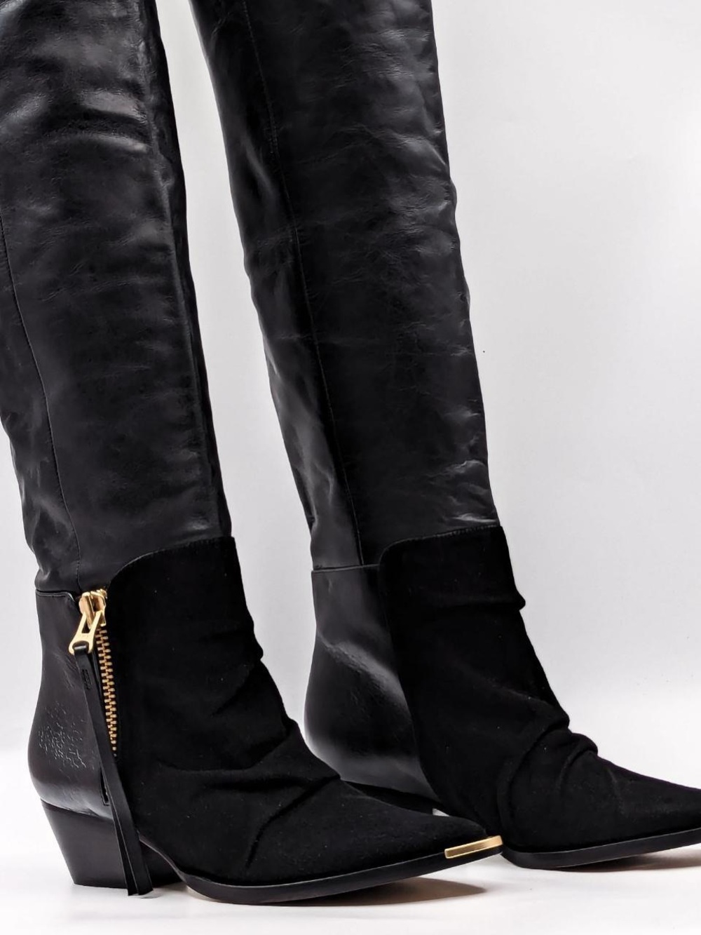 Schutz Women's Tenia Tall Shaft Leather  Thigh High  Black Overknee Boots Size 9